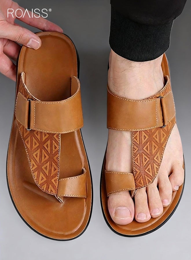 roaiss Men's All Match French Soft Slippers Versatile Flip-Flops for Beach and Outdoor Wear Non-slip Soles, Superior Comfort Casual Fashionable Brown - Image 2